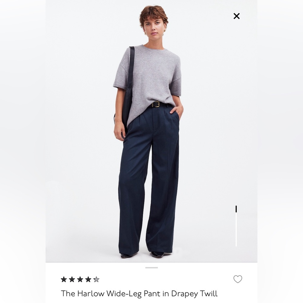 Harlow Wide-Leg Pant in Drapey Twill - Madewell Navy Pants